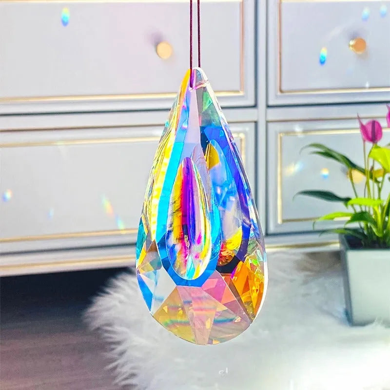 Rainbow electroplated crystal pendant light catcher Christmas decoration