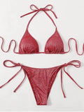 Women's bandage design bikini swimsuit in polyester available in multiple colours and sizes.