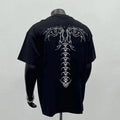 Men's black loose cotton short sleeve t-shirt with white letter print on front