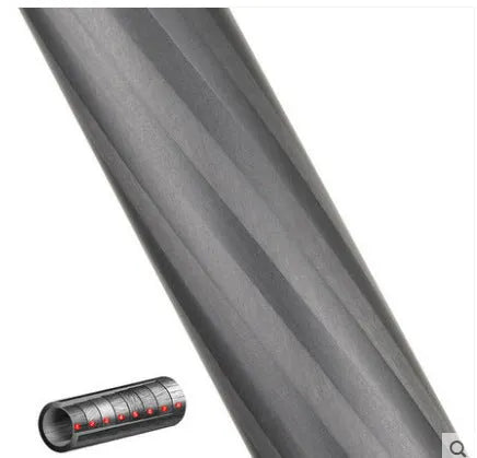 Black carbon fibre six-section telescopic camera monopod shown collapsed and extended.