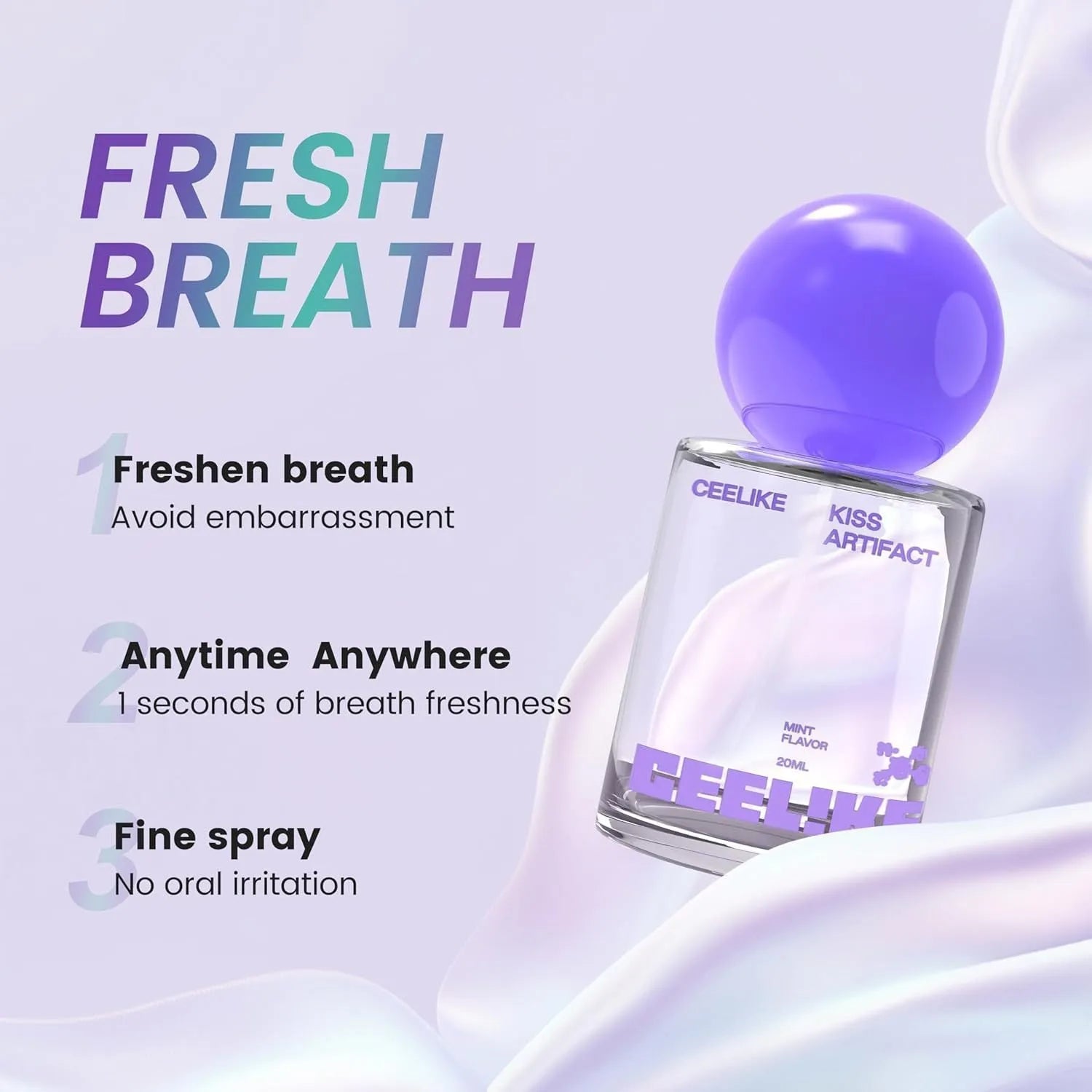 Portable 20ml probiotic oral spray bottle for hydration and body care.