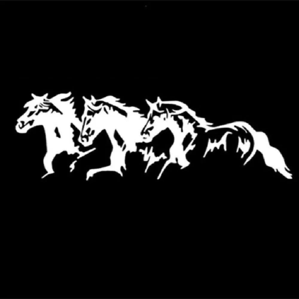 Three horses racing motif automotive decal measuring 25cm by 8cm in PET material