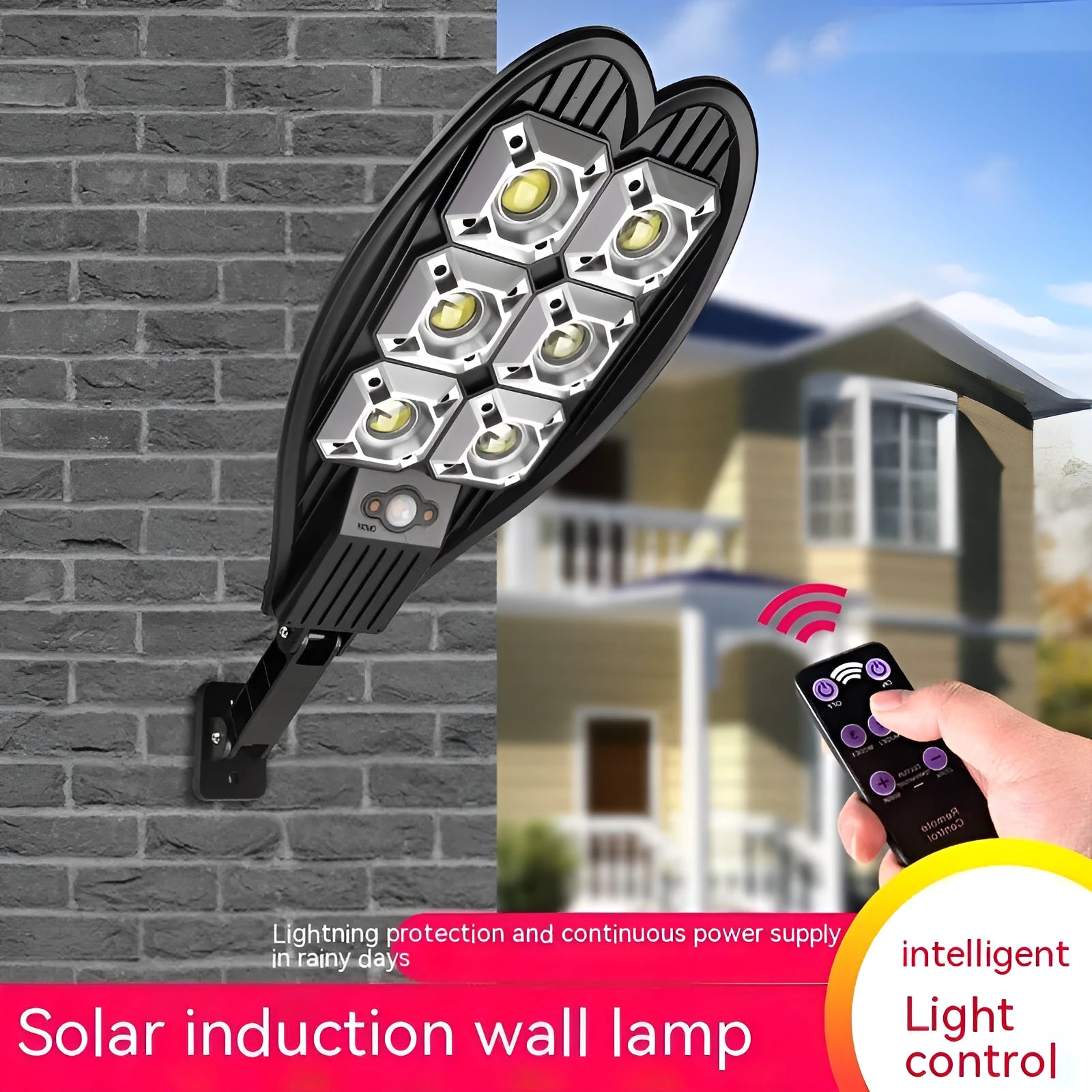 White 6-eye sword-shaped solar garden lamp with remote control for outdoor pathway lighting