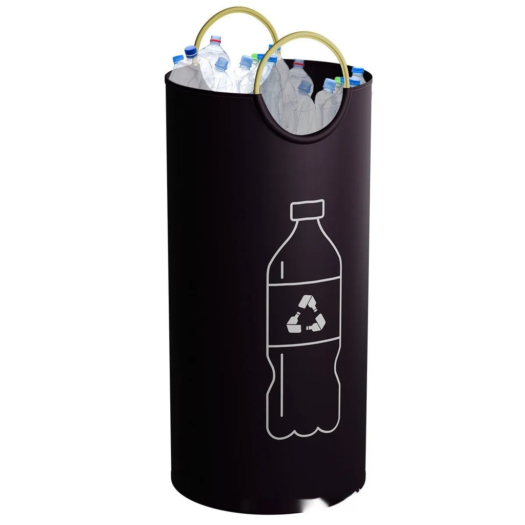 Round portable trash can measuring 38x72cm with removable plastic bag