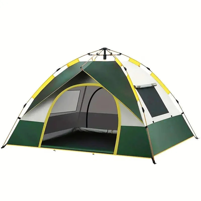Dark green silver glue automatic camping tent for 3-4 people with quick open setup.