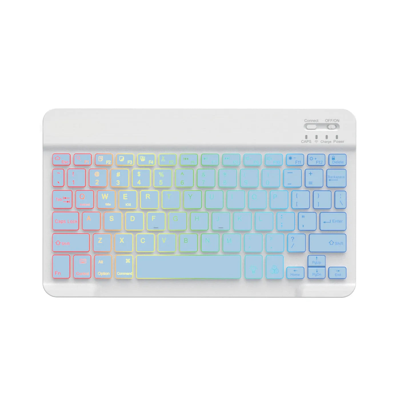 10-inch wireless Bluetooth keyboard with multi-colour LED backlighting for tablets and mobile phones