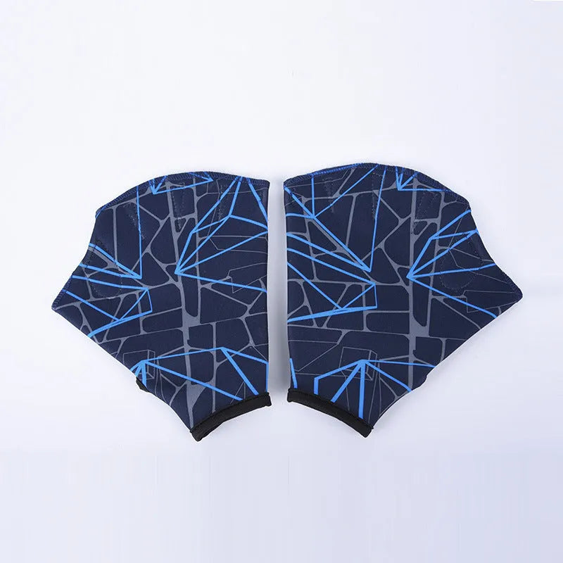 Duck feet webbed swimming gloves in multiple colour prints, sizes S, M, L.