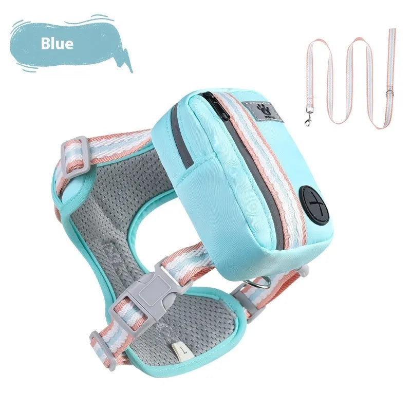 Explosion-proof anti-strangulation pet harness in Oxford cloth with a 1.5 metre rope.