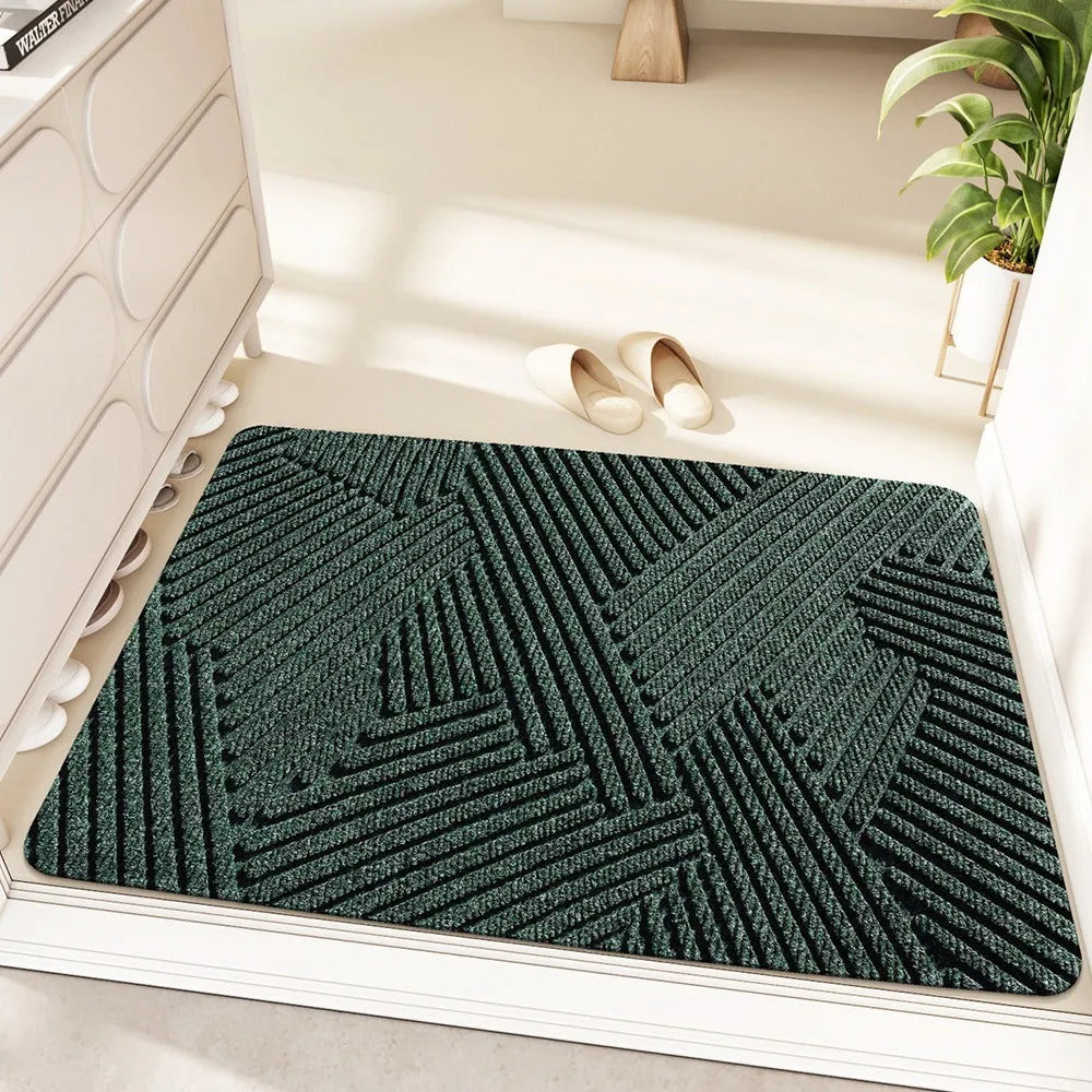 Cartoon anime alien shape entrance mat in green colour, 60x90cm diatom oil floor mat