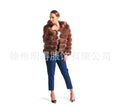 Women's loose brown artificial fur hooded coat on a hanger, street fashion style.