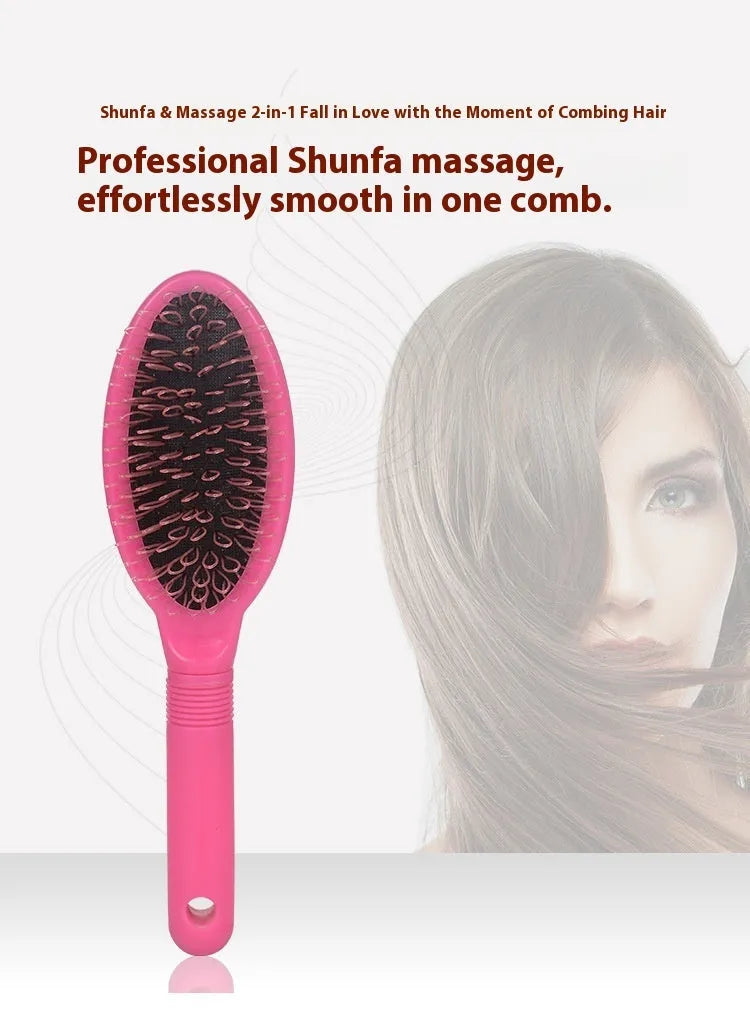 Black and pink plastic hairdressing comb with ring teeth for hair extension application