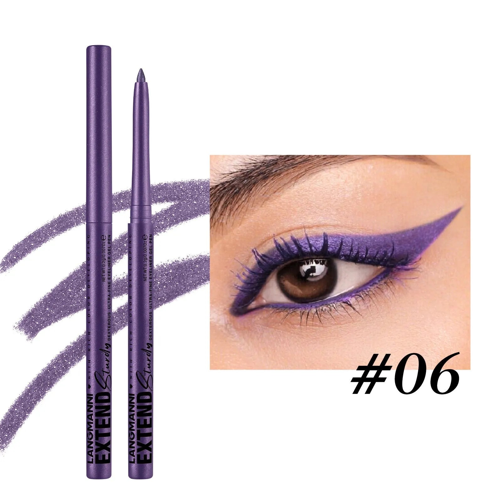 12 colourful gel glitter eyeliner pencils in vibrant shades including matte, glitter, metallic and pearl effects