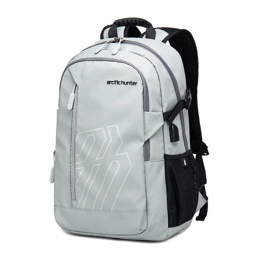 Blue plaid pattern 18-inch casual computer backpack with curved shoulder strap