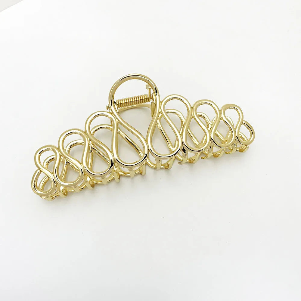 Gold minimalist large hair clip with 4.5 cm tassel decoration for women's updos