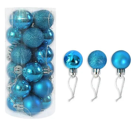 3cm diameter plastic Christmas baubles with shiny matte electroplated finish in multiple colours