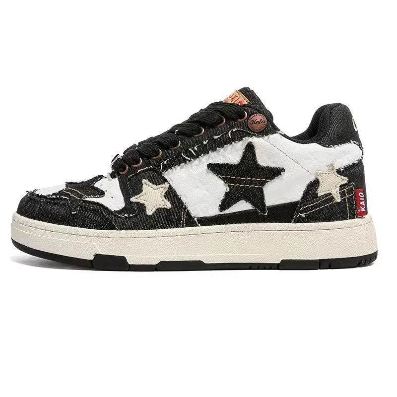 Cowhide leather low-top platform running shoes with round toe and front laces in West Lake dragon well tea joint colour