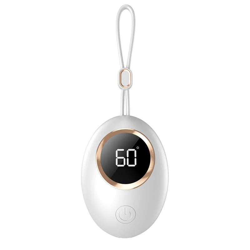 USB-powered hand warmer power bank with digital display in various colour options