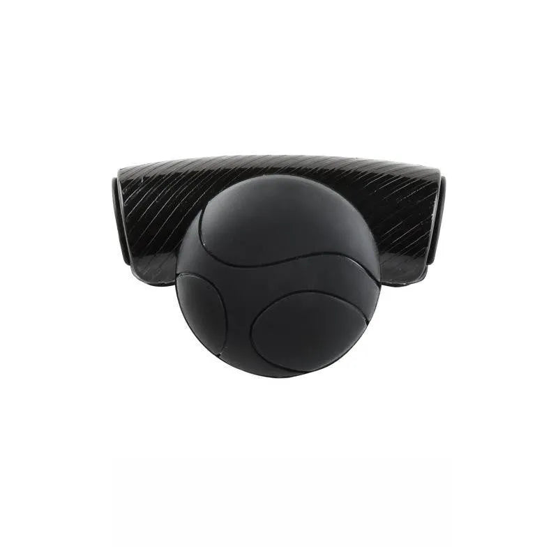 Black silicone steering wheel assist ball with metal bearing, shown next to a blue version.