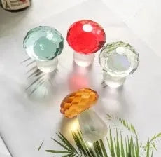 Crystal mushroom decorative ornament measuring 40 x 53mm in modern geometric style