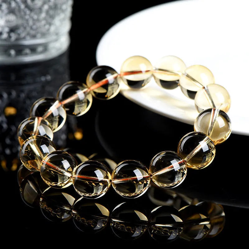 Natural citrine scattered beads ball bracelet showing polished surface and bead arrangement