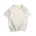 Grey tie dye print loose fit T-shirt with short sleeves and round neck