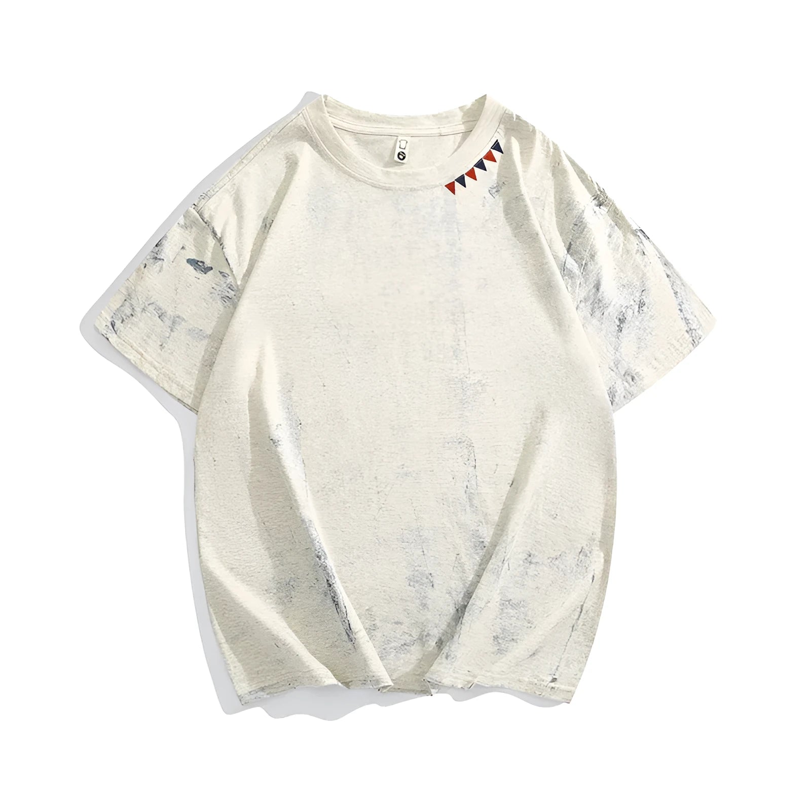 Grey tie dye print loose fit T-shirt with short sleeves and round neck