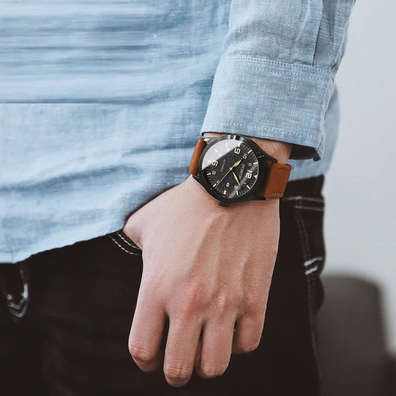 Men's retro automatic mechanical watch with business styling and multiple colour options