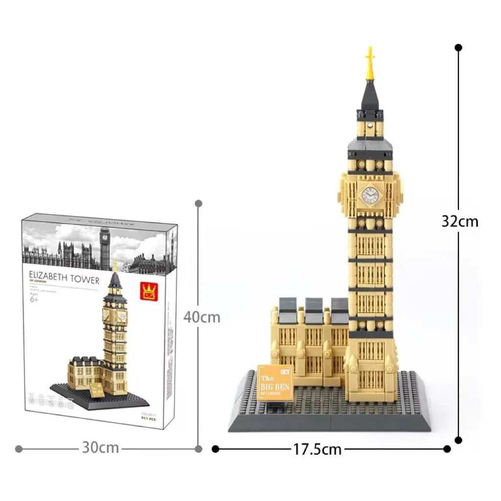 Wange ABS plastic small particle building blocks set with international architecture models