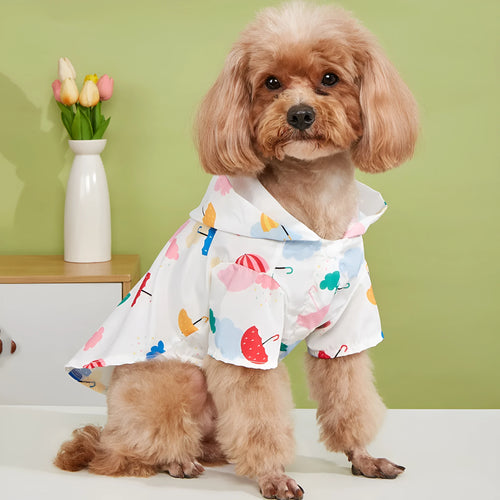 Cartoon umbrella pattern pet raincoat in colourful design for dogs and cats