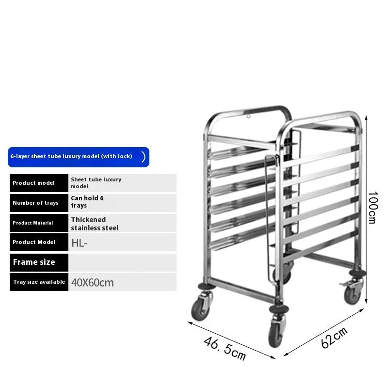 Stainless steel six-layer baking tray rack with lock, measuring 40cm by 60cm