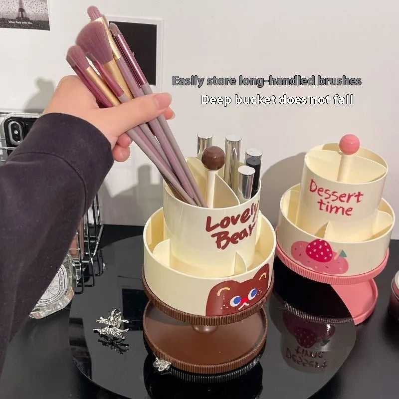 Japanese style cosmetic brush barrel with rotating rack in various colour options