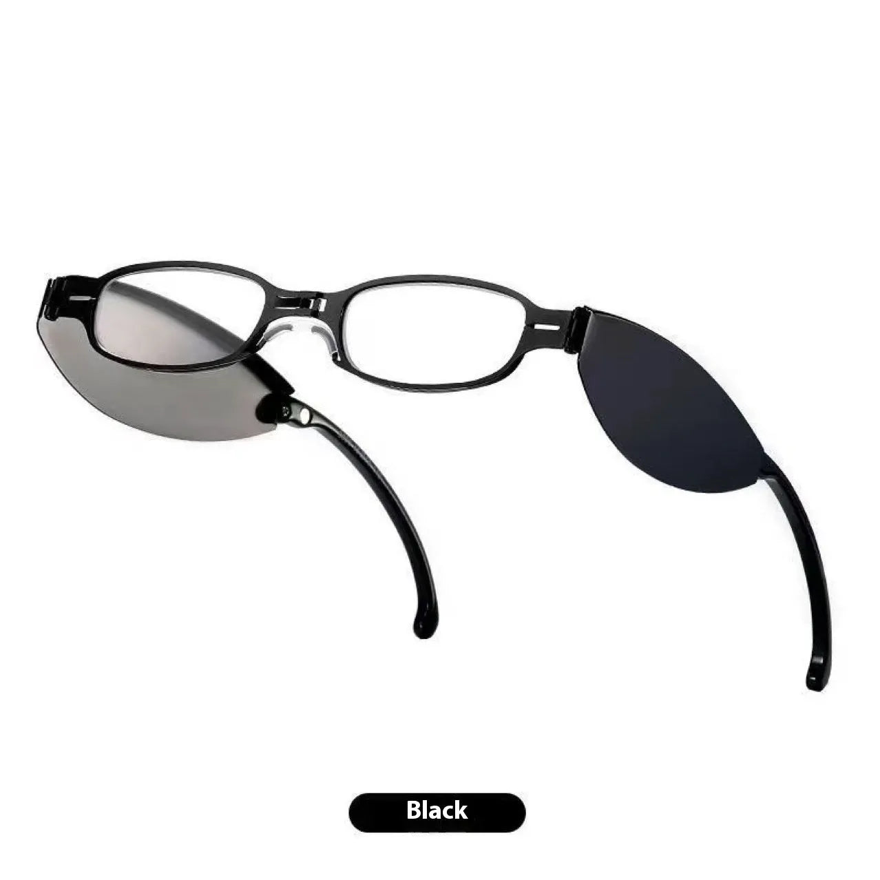 Folding presbyopic reading glasses for men with retro ring design on black frame