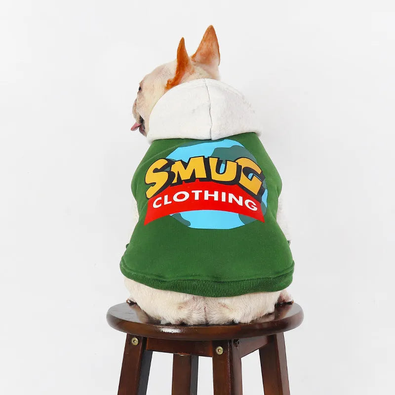 Green cotton dog coat for large dogs in sizes L to 4XL for autumn and winter wear.