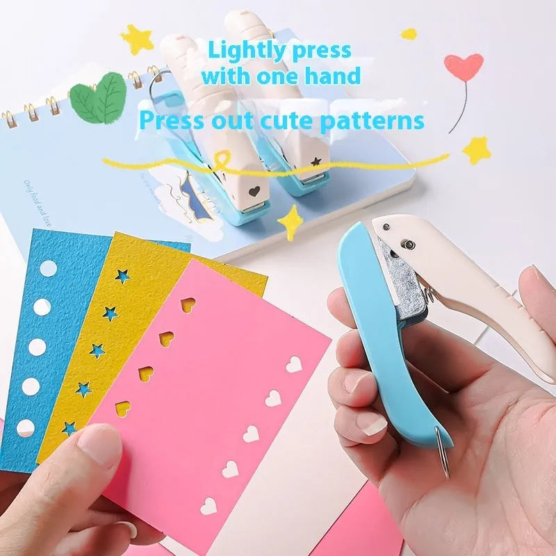 4mm small embossed kindergarten pattern manual punching machine with star and heart shapes