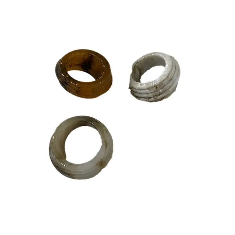 Resin geometric ring with irregular wide band in Chinese style design