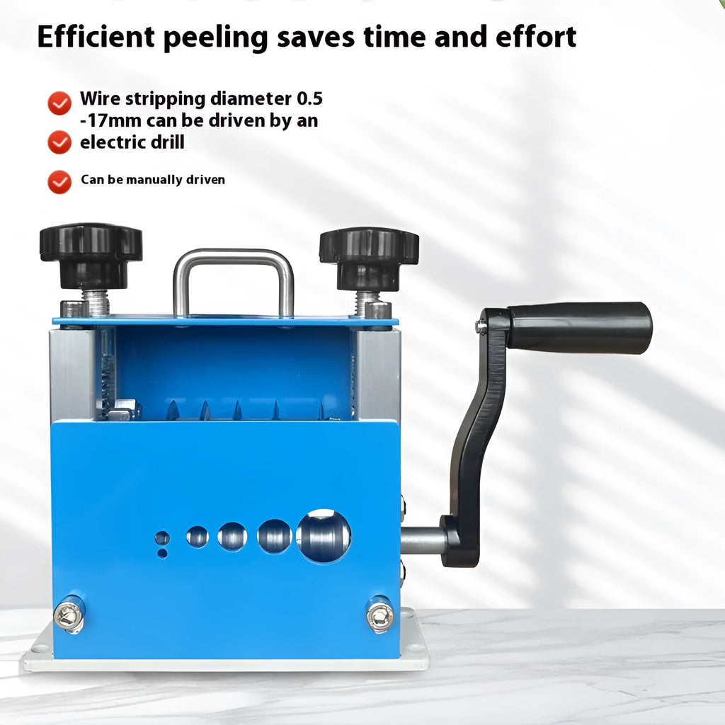 SD-017 manual wire stripping machine showing compact design for 0.5-17mm wire diameters