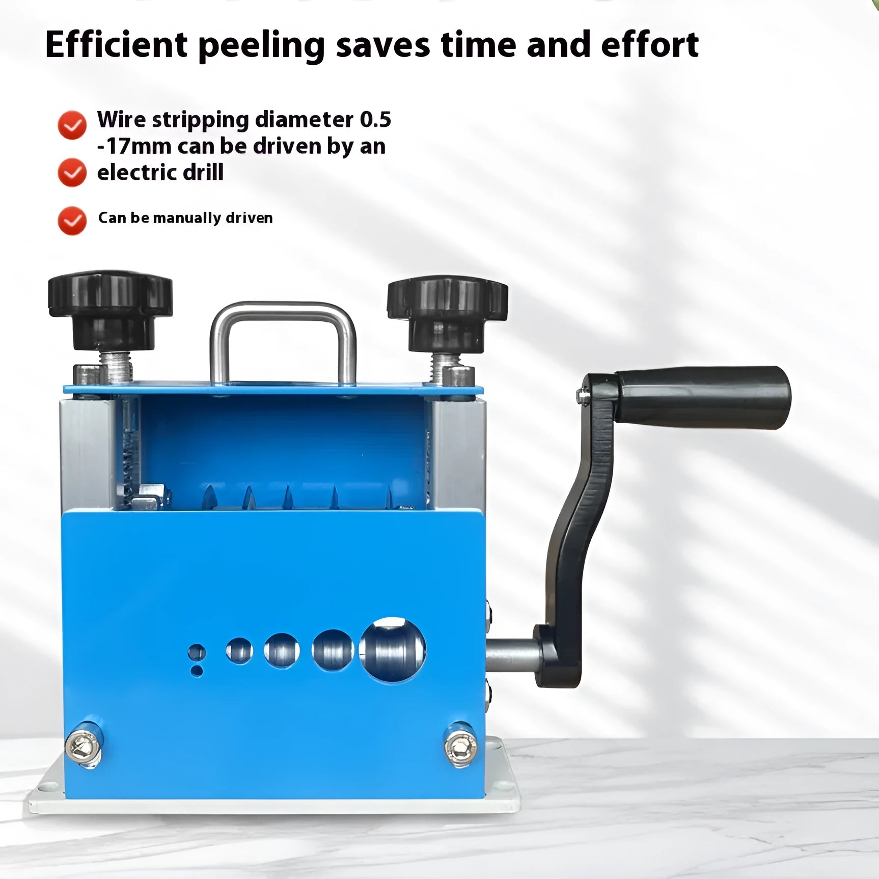 SD-017 manual wire stripping machine showing compact design for 0.5-17mm wire diameters