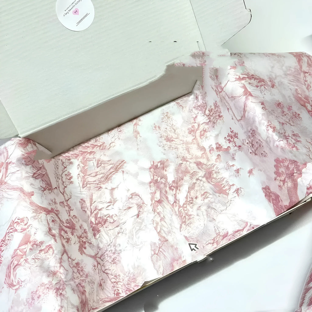 French romance style retro floral tissue paper sheet 50x70cm in pink purple colour