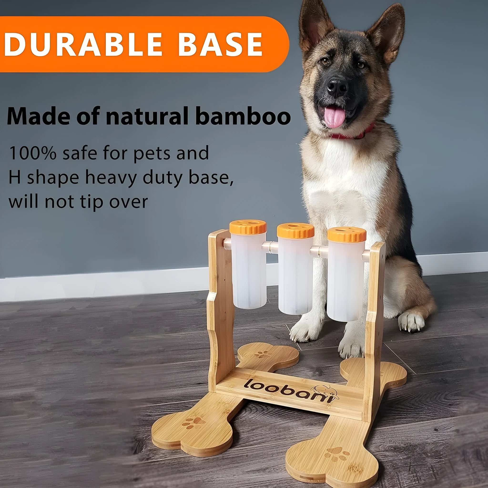 Wooden dog puzzle feeder interactive toy measuring 31x30x20cm for small medium dogs