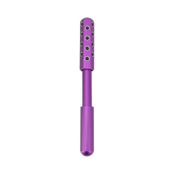 Purple germanium bead facial massage roller instrument showing 24 beads and 193mm length