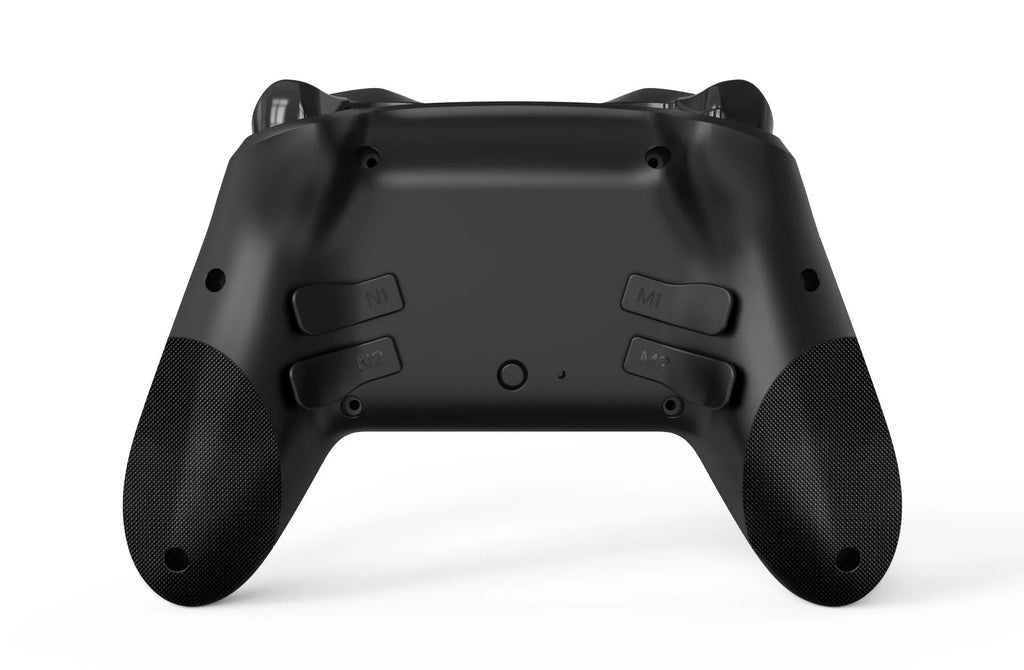 Black wireless Bluetooth game controller with leather texture for Nintendo Switch and mobile phones
