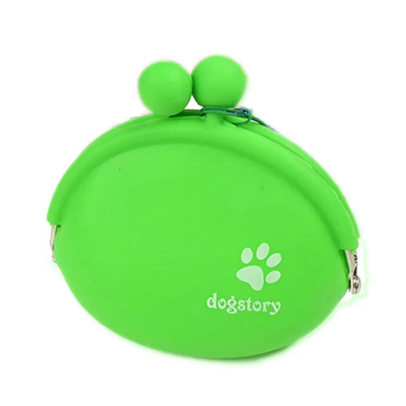 Yellow silicone dog treat bag with hook and loop closure for training and walks