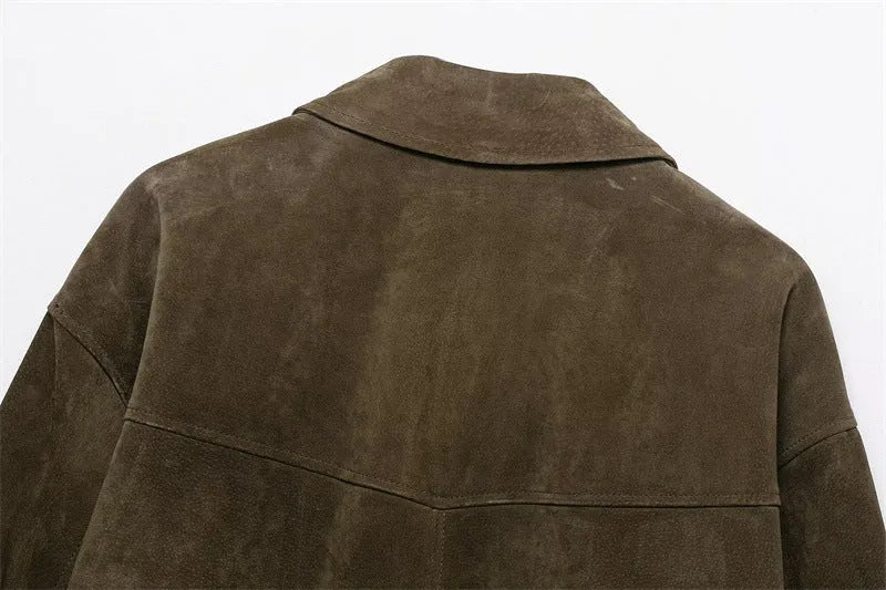 Women's PU casual jacket in picture colour showing Japanese Korean style with medium thickness