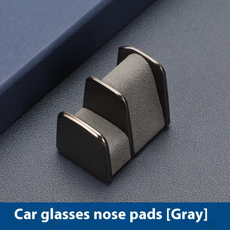 Zinc alloy car dashboard glasses clip with leather nose pad in black, grey, green or red