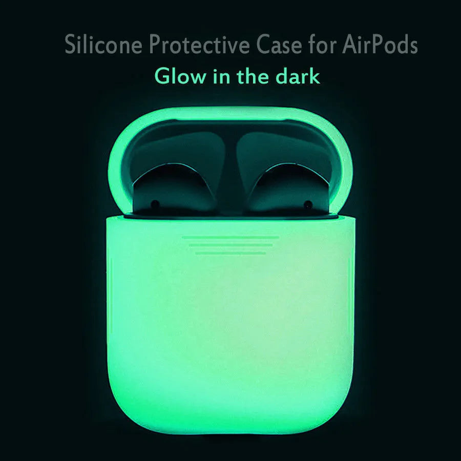 Silicone protective case for AirPods with flip design and luminous glow-in-the-dark solid colour finish
