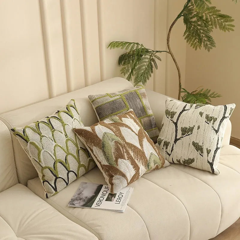 Square jacquard floral cushion cover in a choice of eight colours, measuring 45x45 cm.