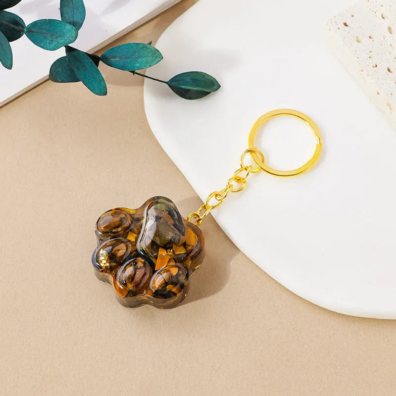 Natural crystal cat's paw keychain pendant in random colour option