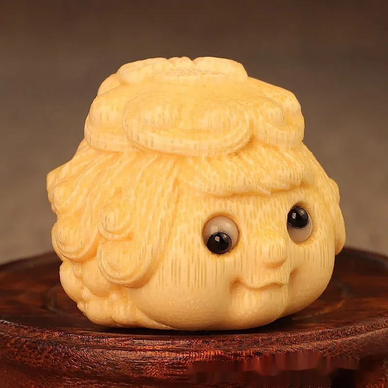 Solid bamboo golden toad princess ornament measuring 5.0 units in cute style
