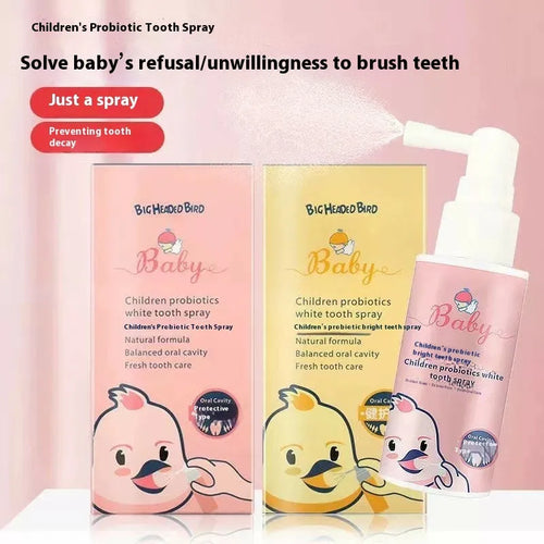 Children's probiotics teeth cleaning spray bottle 40ml with orange and strawberry flavour options