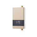 Small constant temperature water heater with LED touch screen display in gold, silver, or white finish